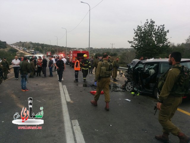 مصرع شخصين في حادث طرق بين سيارة اسرائيلية وفلسطينية قرب قلقيلية
